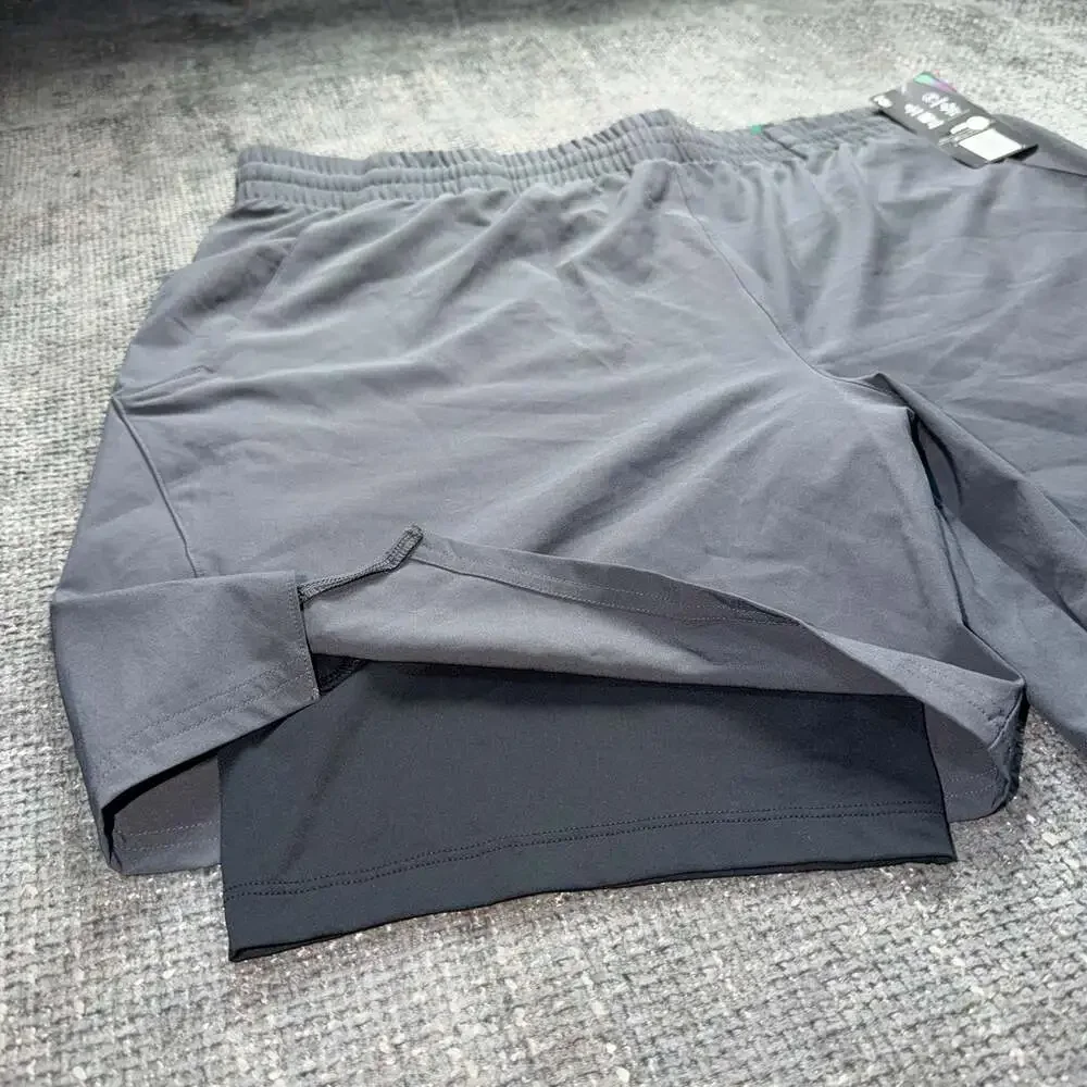 Prince Men's 2-in-1 Athletic Shorts with Built-in Undershort, Grey, Size XXL